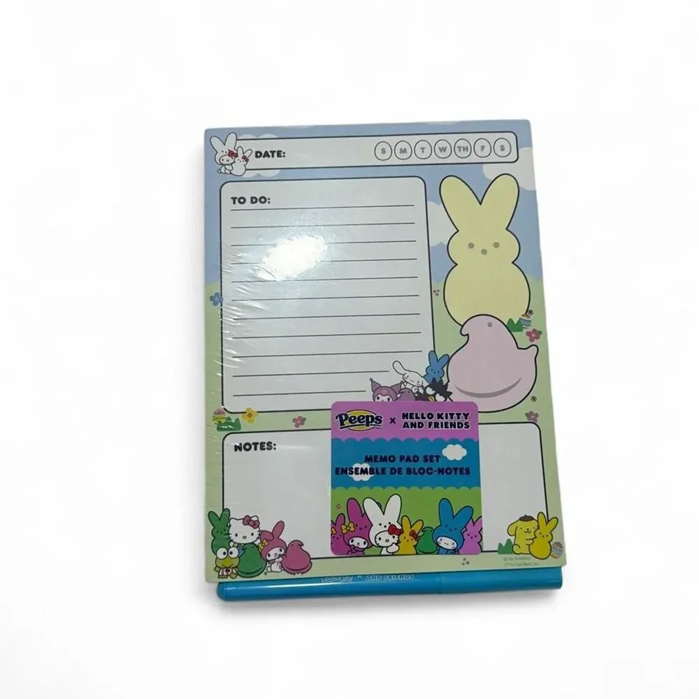 Sanrio Peeps x Hello Kitty and Friends memo pad set with cartoon characters